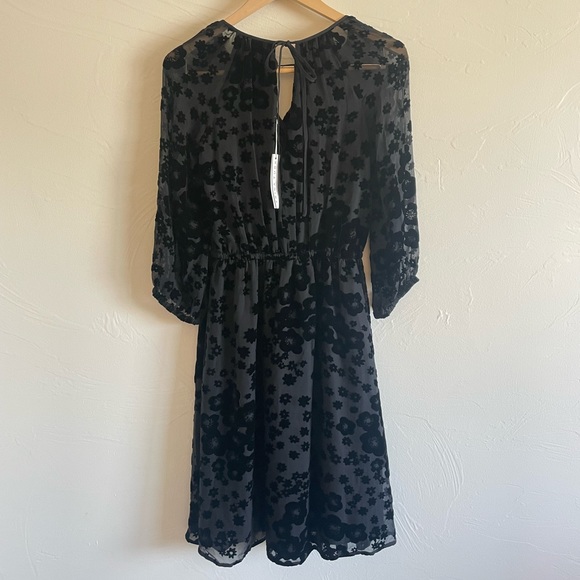 TRINA TURK Black Velvet Sheer Floral Boho Dress - Picture 4 of 10